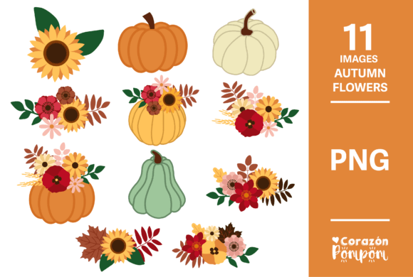 Autumn Flowers Graphics for Crafting