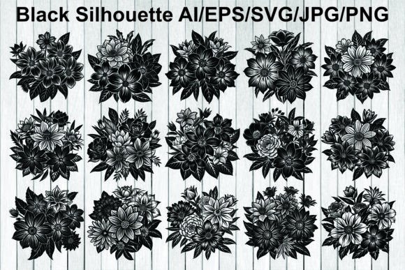 Black Silhouette Flowers
