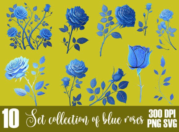 Blue Roses Graphics for Crafting