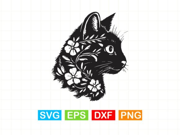 Cat with Flowers Graphics for Local Branding