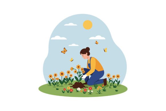 Charming Garden Scene Graphics for Branding