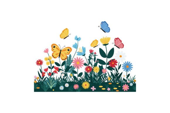 Colorful Butterflies and Flowers Graphics for Branding