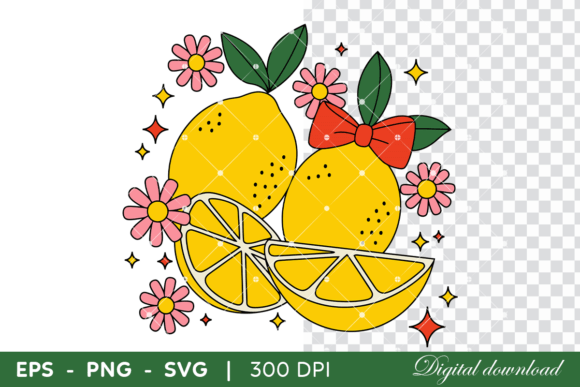 Cute Lemon and Flowers Graphics