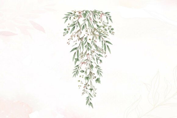 Elegant Cascading Greenery with Flowers Graphics
