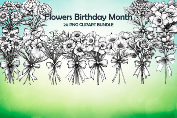Flowers Birthday Month Bundle Graphics for Crafting