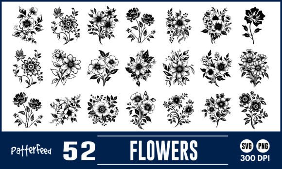 Flowers Svg Png Silhouette Cricut Bundle Graphics