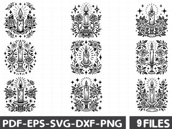 Gothic Candle with Roses SVG – A Graphic Illustration for Content Publishing