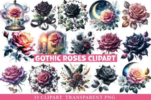 Gothic Roses Graphics for Editorial and Web Design