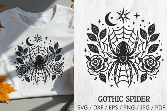 Gothic Spider Web Roses Graphics for Digital Creators