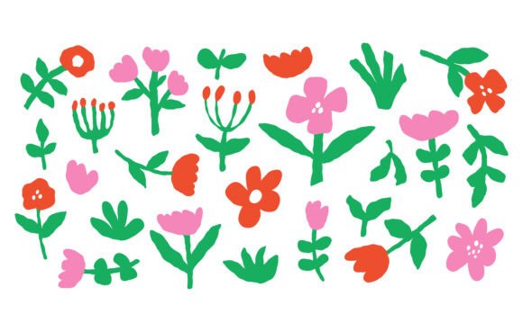 Hand-Drawn Doodle Flowers Graphics for Crafters