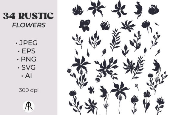 Hand-Drawn Inky Flowers Foliage SVG Graphics