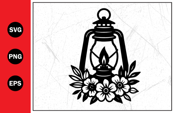 Kerosene Lantern Flowers and Leaves Svg for Creative Projects