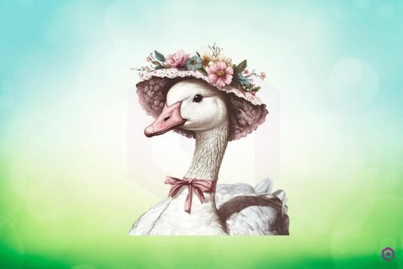 Mama Goose Wearing Bonnet with Flowers 11 Graphics