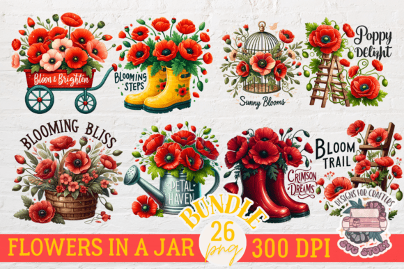 Poppy Flowers Bundle Graphics for Spring Content