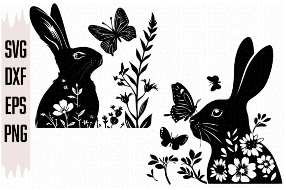 Rabbit in Flowers Graphics for Branding and Marketing