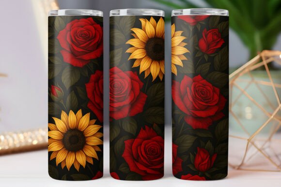 Red Yellow Roses Tumbler Wrap Graphics for Editorial Use