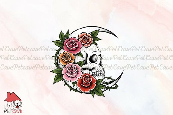Skull Roses Moon Png – A Versatile Graphic for Handmade Creations