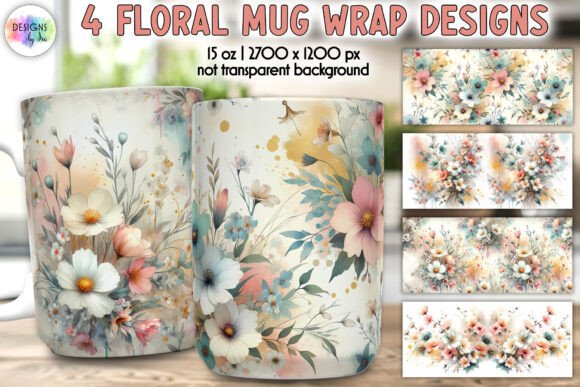 Spring Flowers Mug Wrap Graphics for Digital Sellers