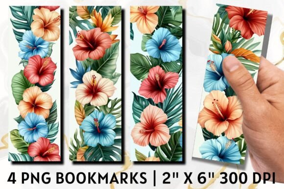 Tropical Flowers and Leaves Bookmark