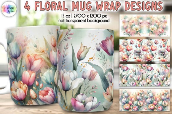 Tulips Flowers Mug Wrap Graphics for Spring Crafting