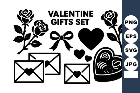 Valentine Gifts Set with Roses Hearts En